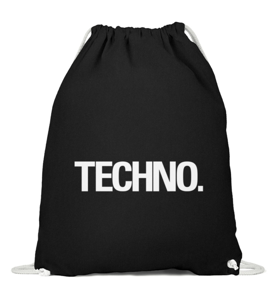 Techno Gymbag in black by Official Fack It Store – the perfect bag for ravers and streetwear lovers.