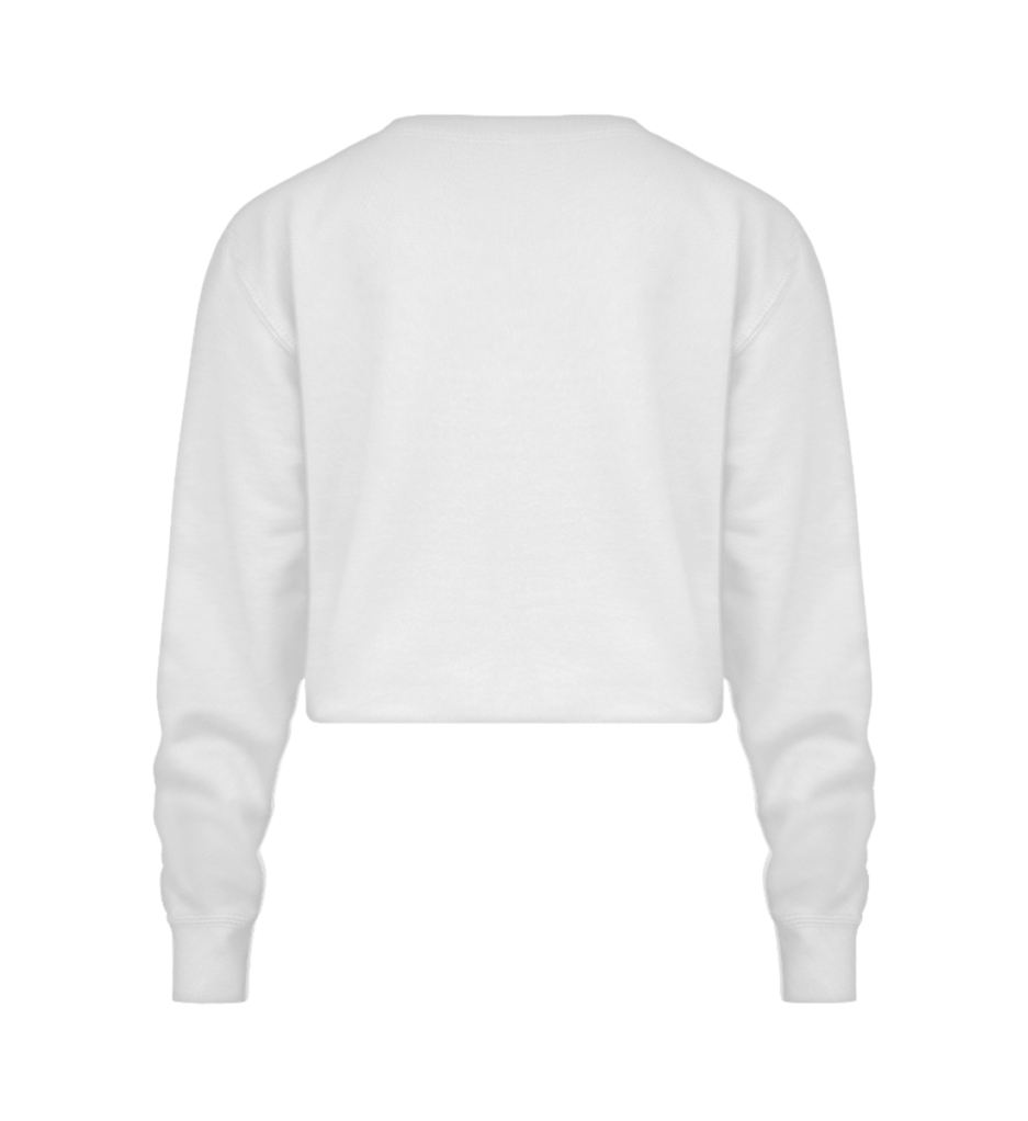 Live It Crop Sweatshirt in white with bold 'LIVE IT' embroidery on the back – minimal yet impactful.