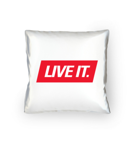 The Fack It x Live It Pillow, a sleek black statement cushion with bold contrasting lettering, embodying the underground club culture.