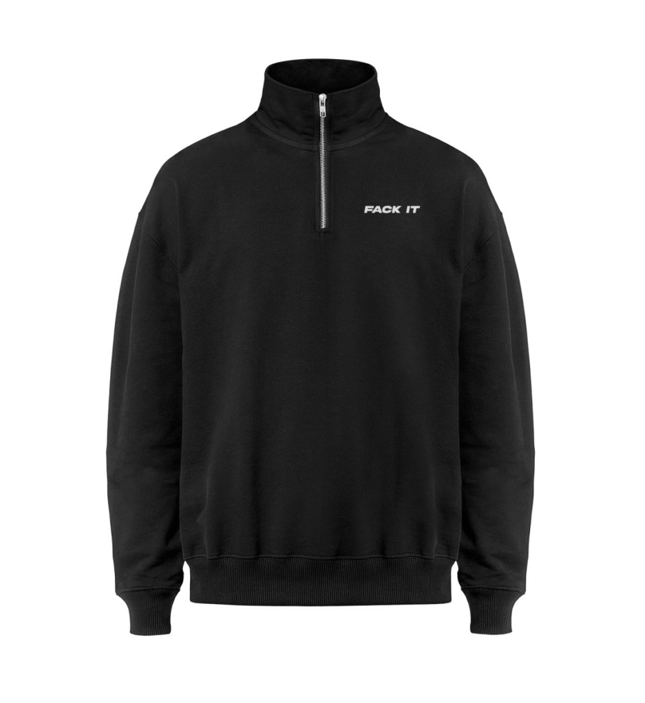 Fack It Zip It Hoodie in black with a clean, minimal front design – premium streetwear with attitude.