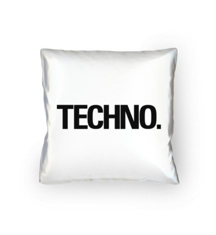 A black Techno Pillow with bold typography, designed for true electronic music lovers. A must-have for any rave-inspired home.