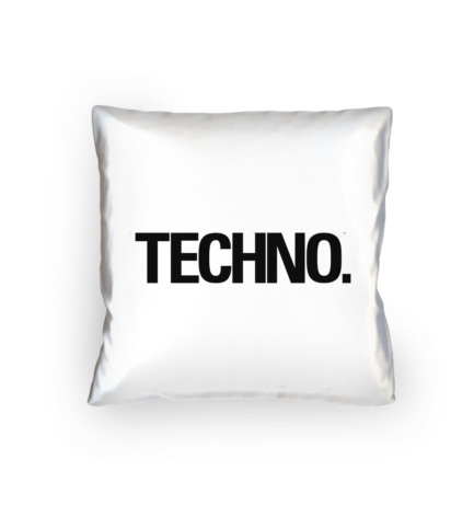 A black Techno Pillow with bold typography, designed for true electronic music lovers. A must-have for any rave-inspired home.