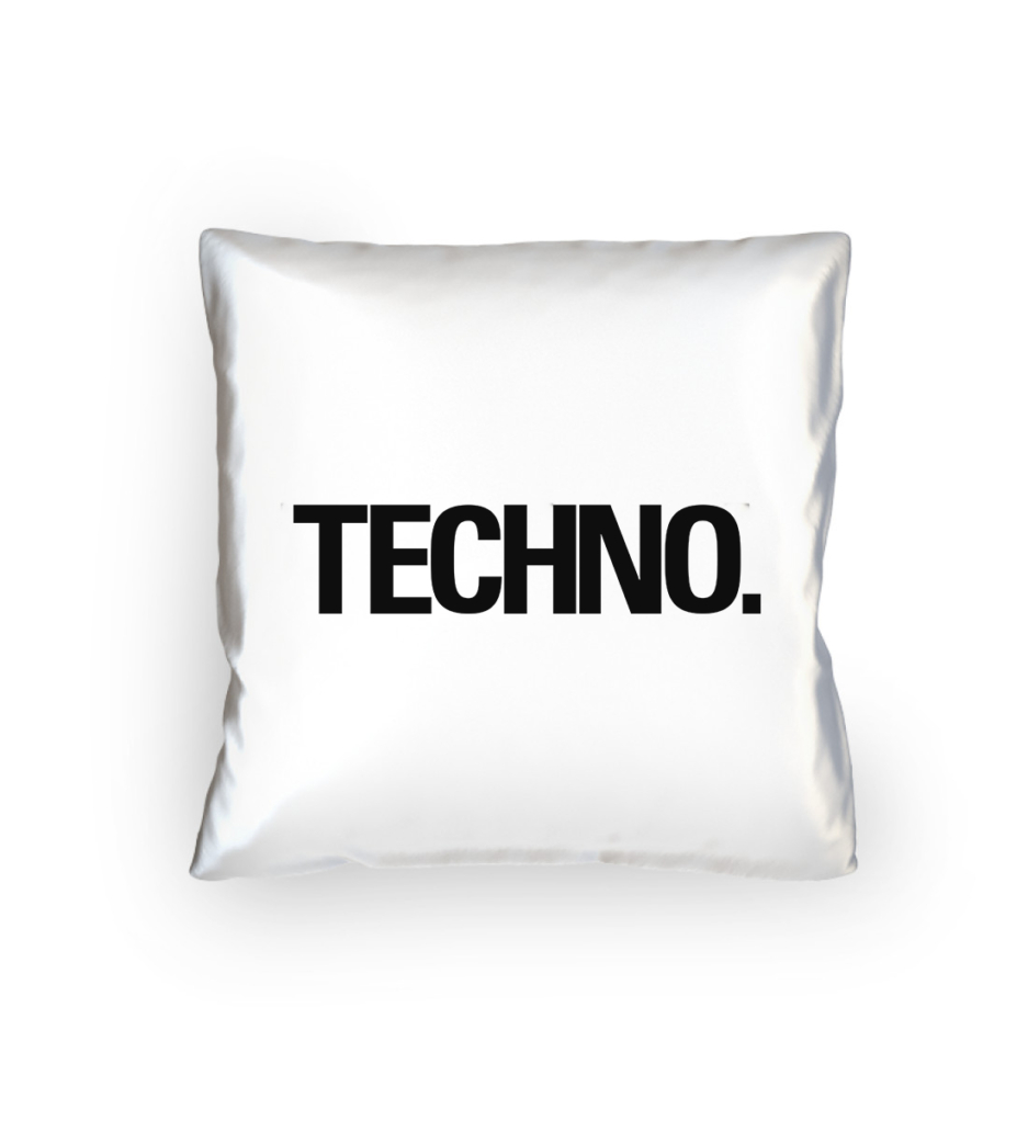 A black Techno Pillow with bold typography, designed for true electronic music lovers. A must-have for any rave-inspired home.