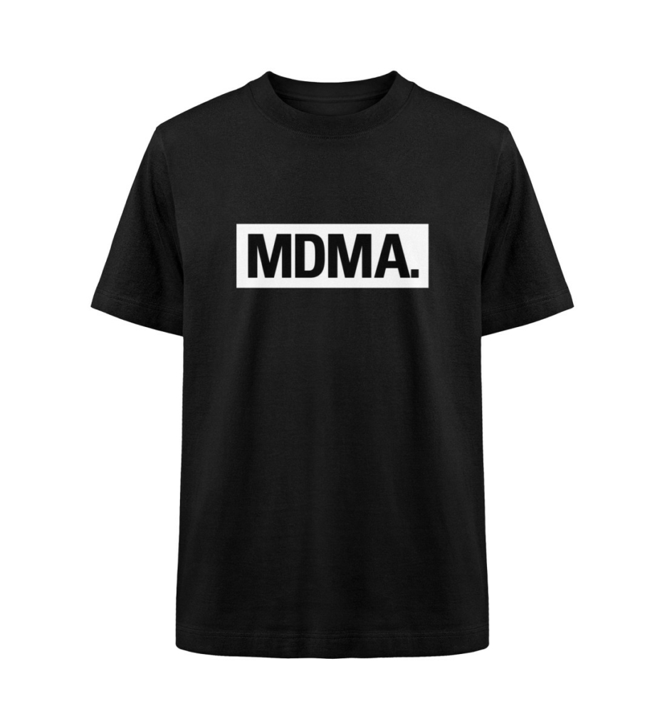 Organic Heavy MDMA T-Shirt in black with a bold, minimalist front design – premium heavyweight fit.